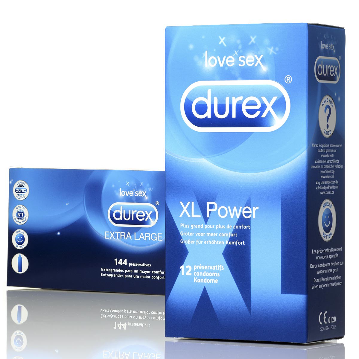 XL & XXL Extra Large condones Durex látex x12 o x144